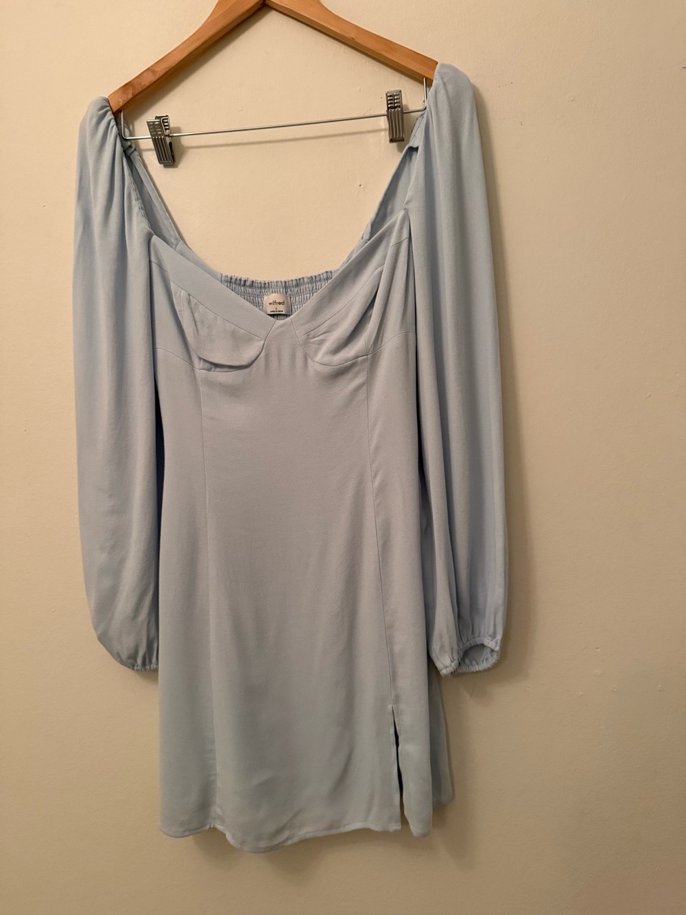 Aritzia Wilfred sky blue novella mini dress